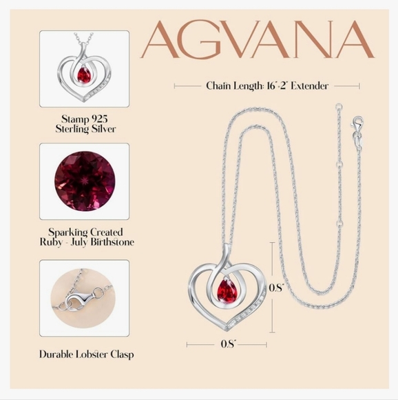 Agvana Jewellers Ruby Heart Pendant Necklace - Picture 5 of 8